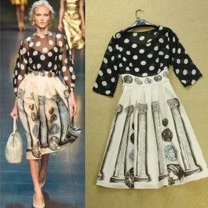 designer runway print dress US size XS 0 2 4